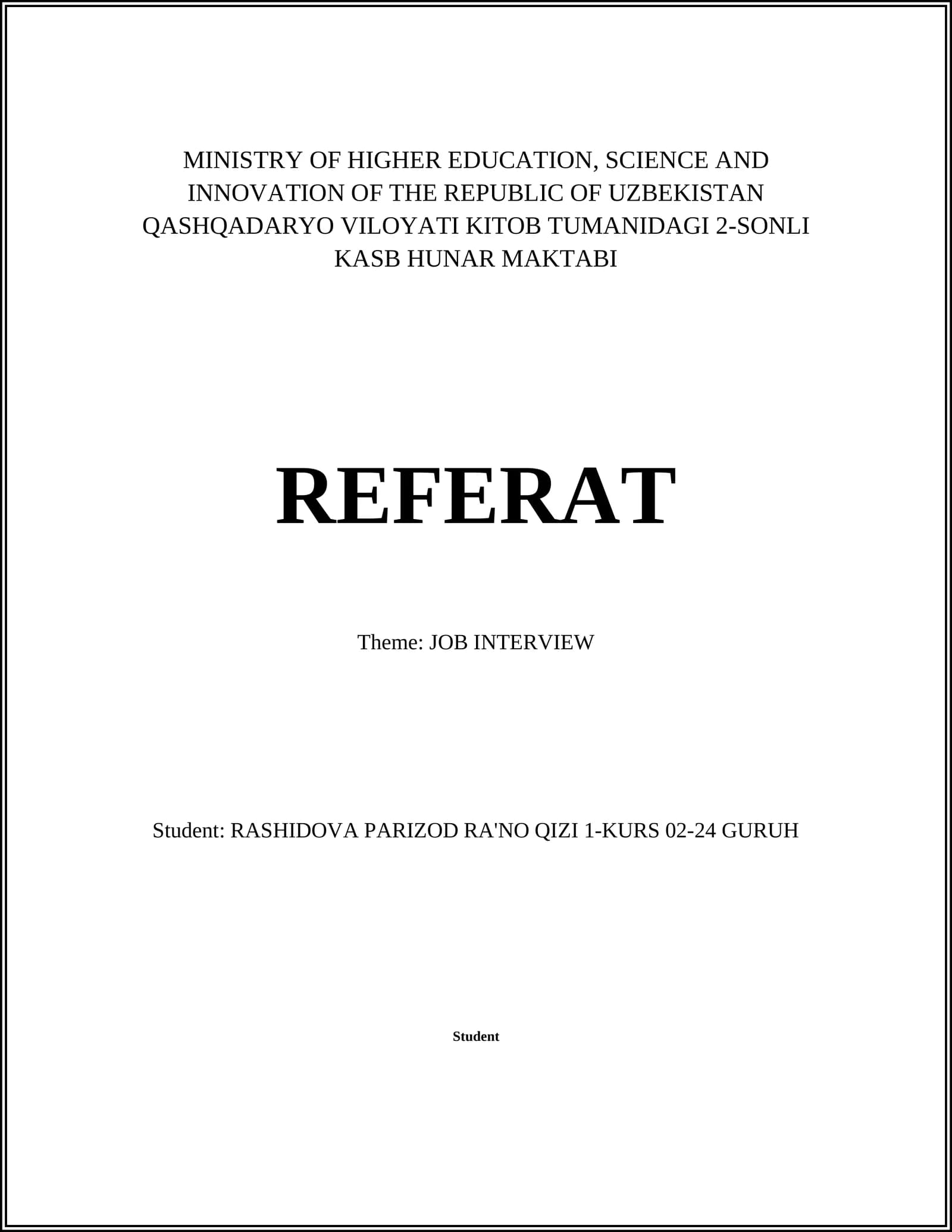 Referat JOB INTERVIEW