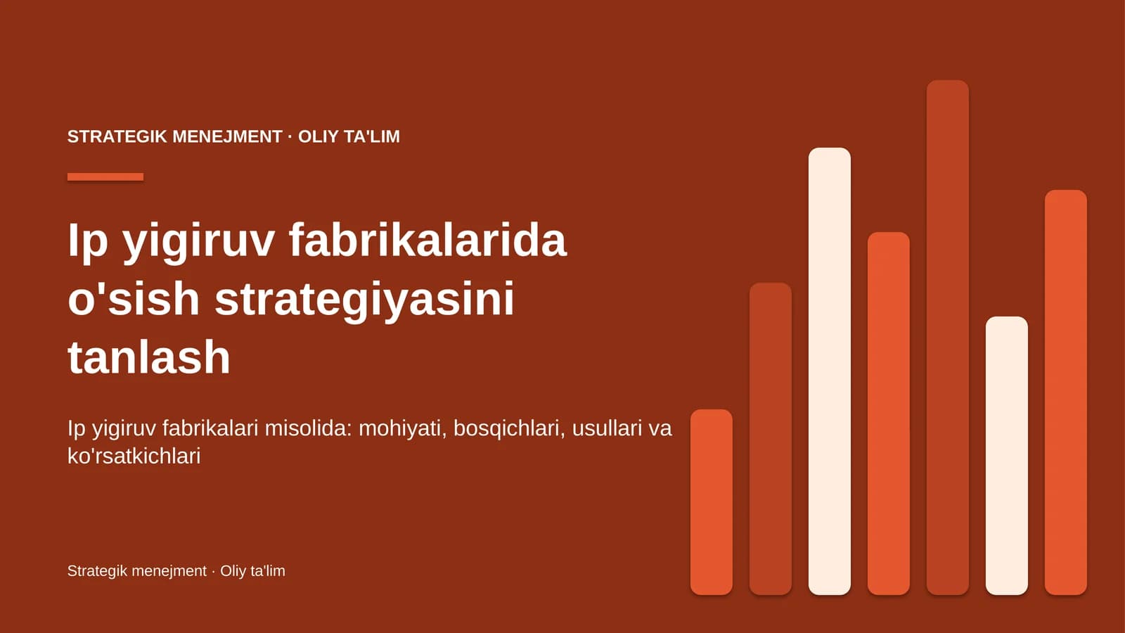 Ip yigiruv fabrikalarida o'sish strategiyasini tanlash