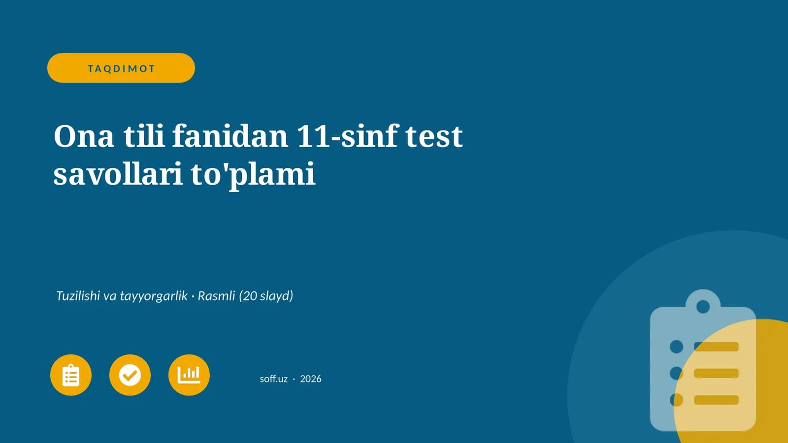 Ona tili fanidan 11-sinf test savollari to'plami