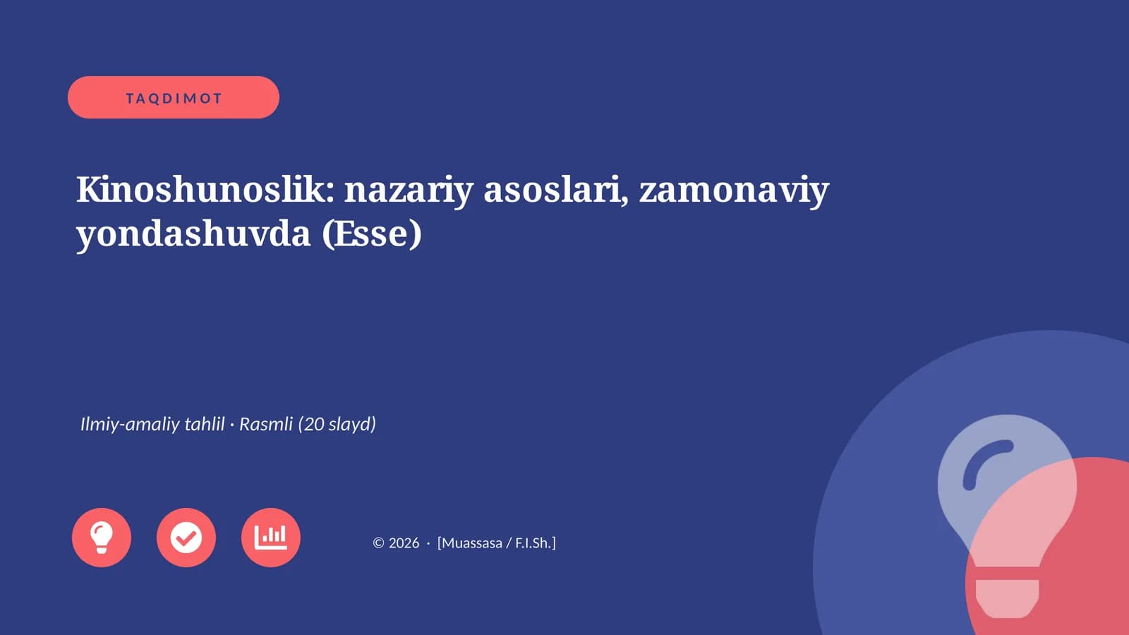 Kinoshunoslik: nazariy asoslari, zamonaviy yondashuvda (Esse)