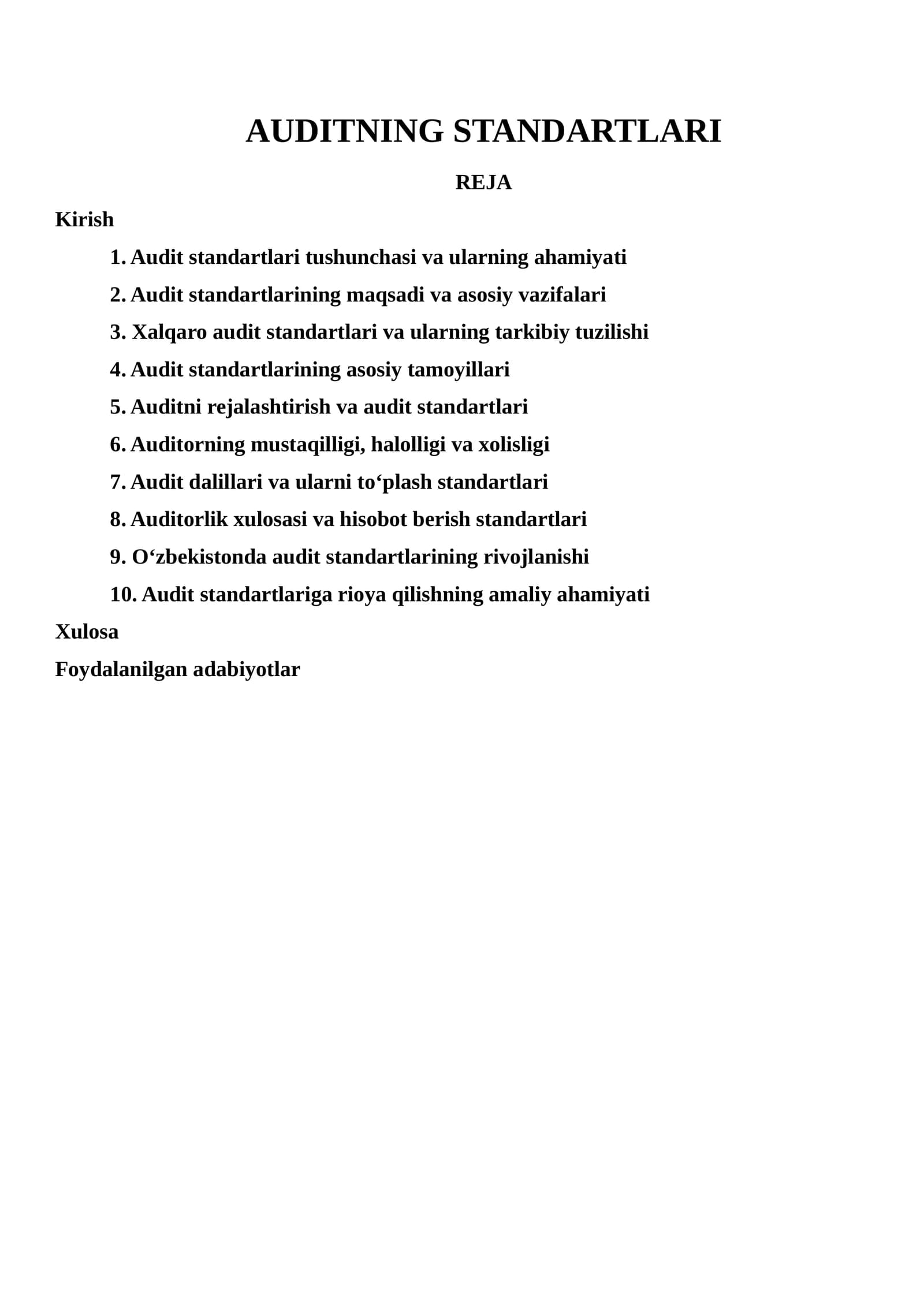 Auditning Standartlari