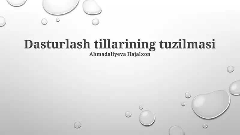 Dasturlash Tillarining Tuzilmasi