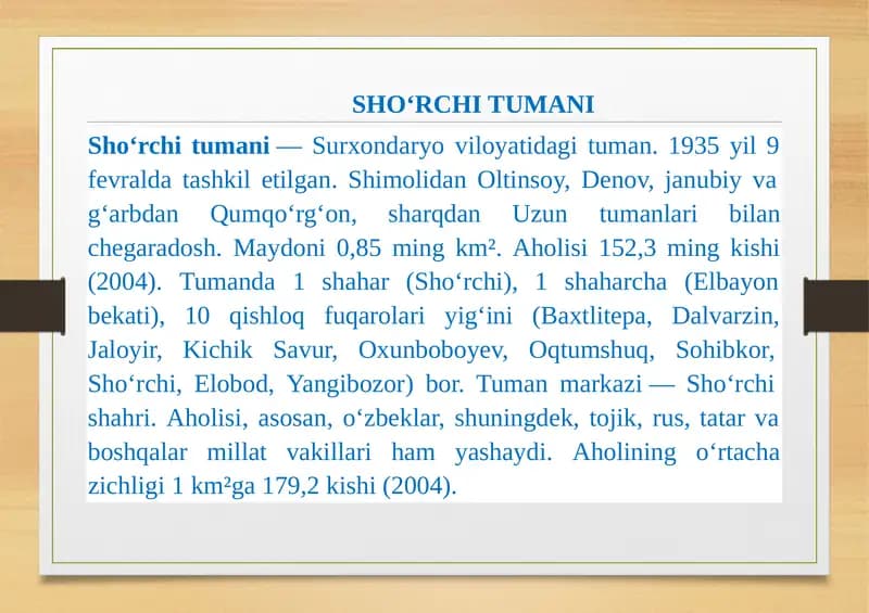 SHOʻRCHITUMANI