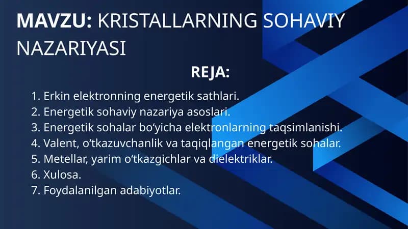 KRISTALLARNING SOHAVIY NAZARIYASI