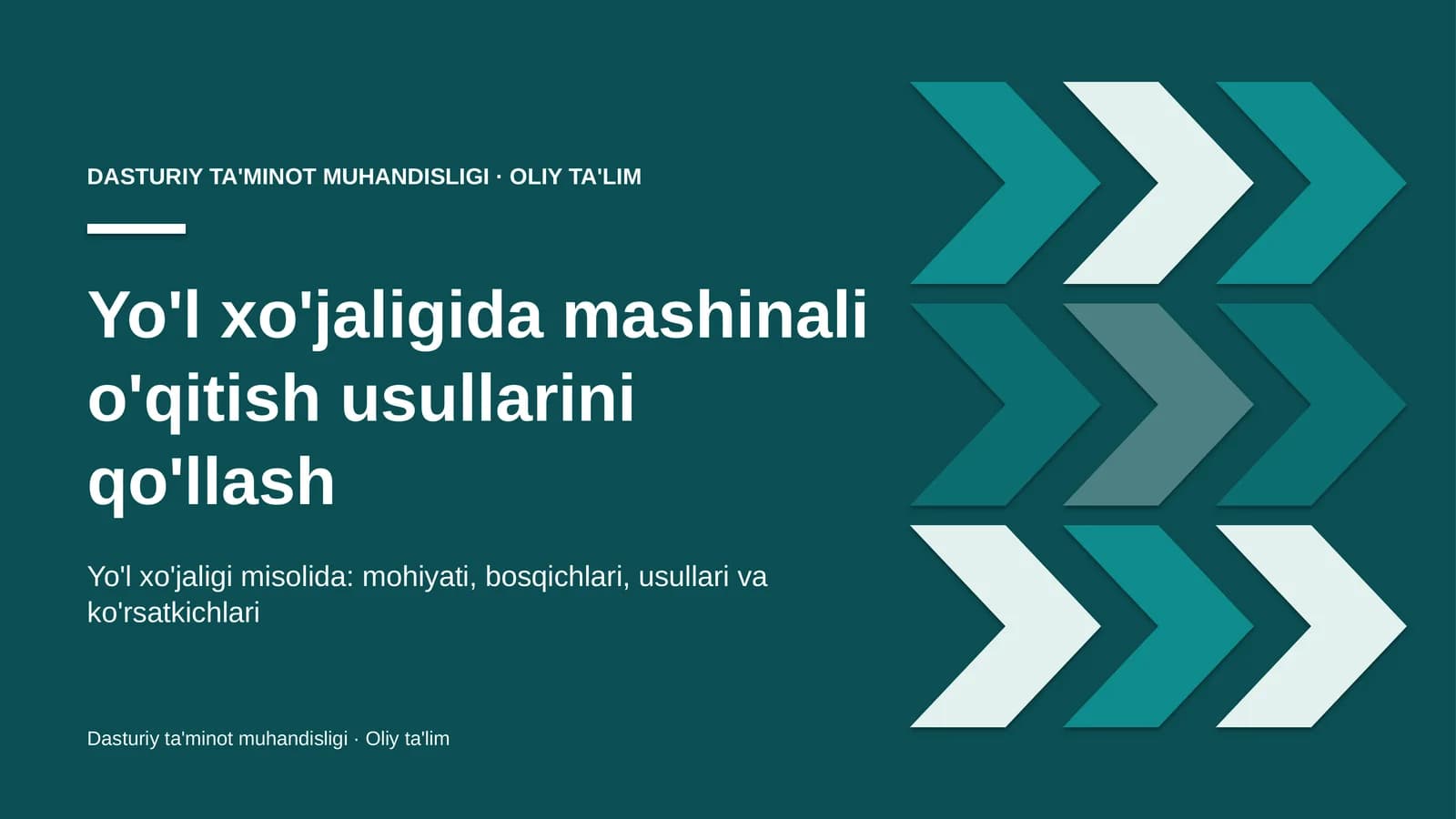 Yo'l xo'jaligida mashinali o'qitish usullarini qo'llash
