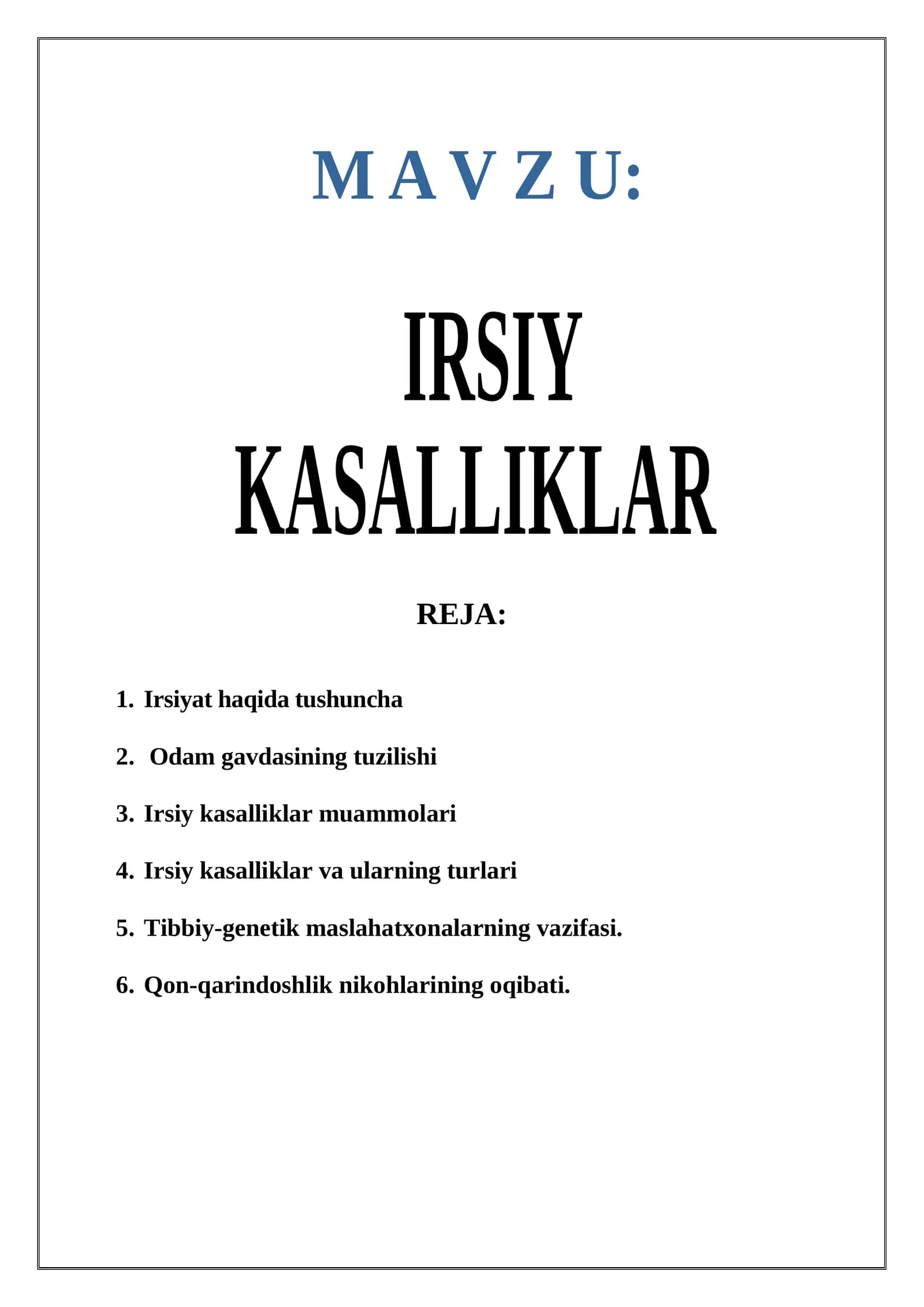 IRSIY KASALLIKLAR