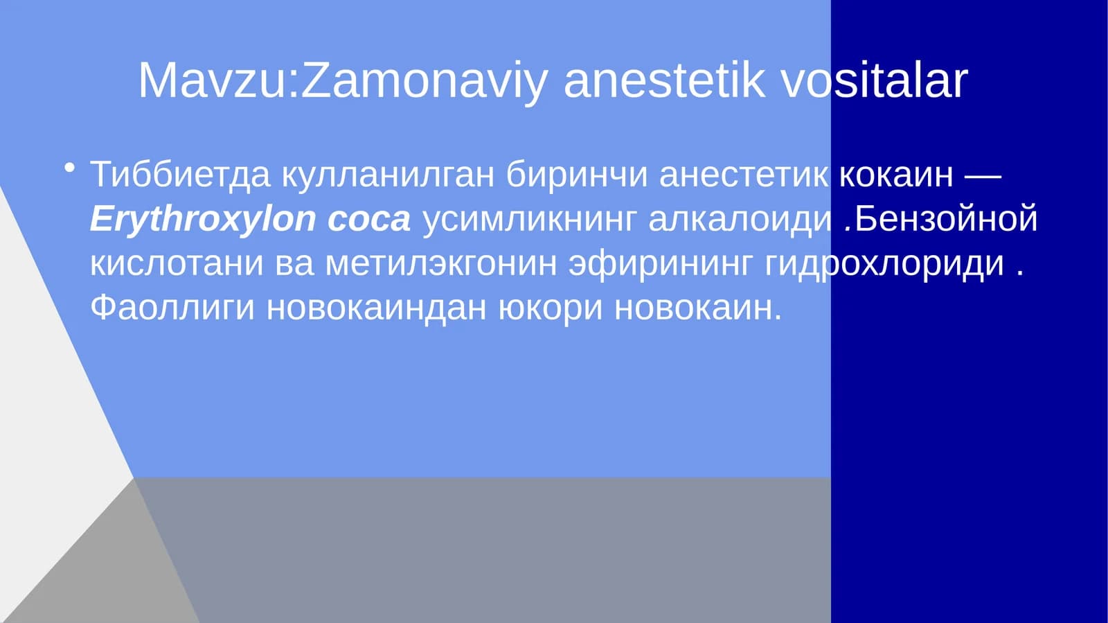 Zamonaviy anestetik vositalar