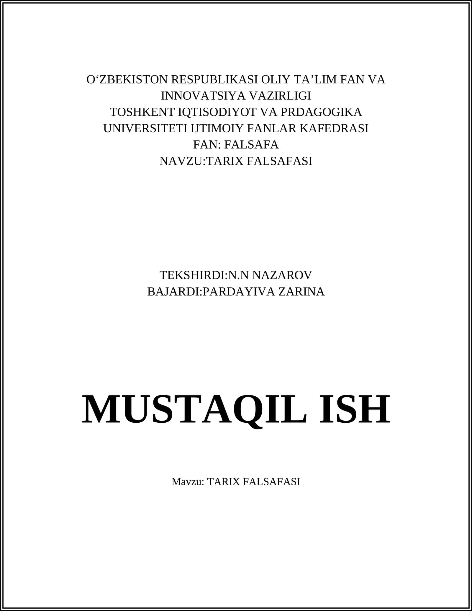 TARIX FALSAFASI