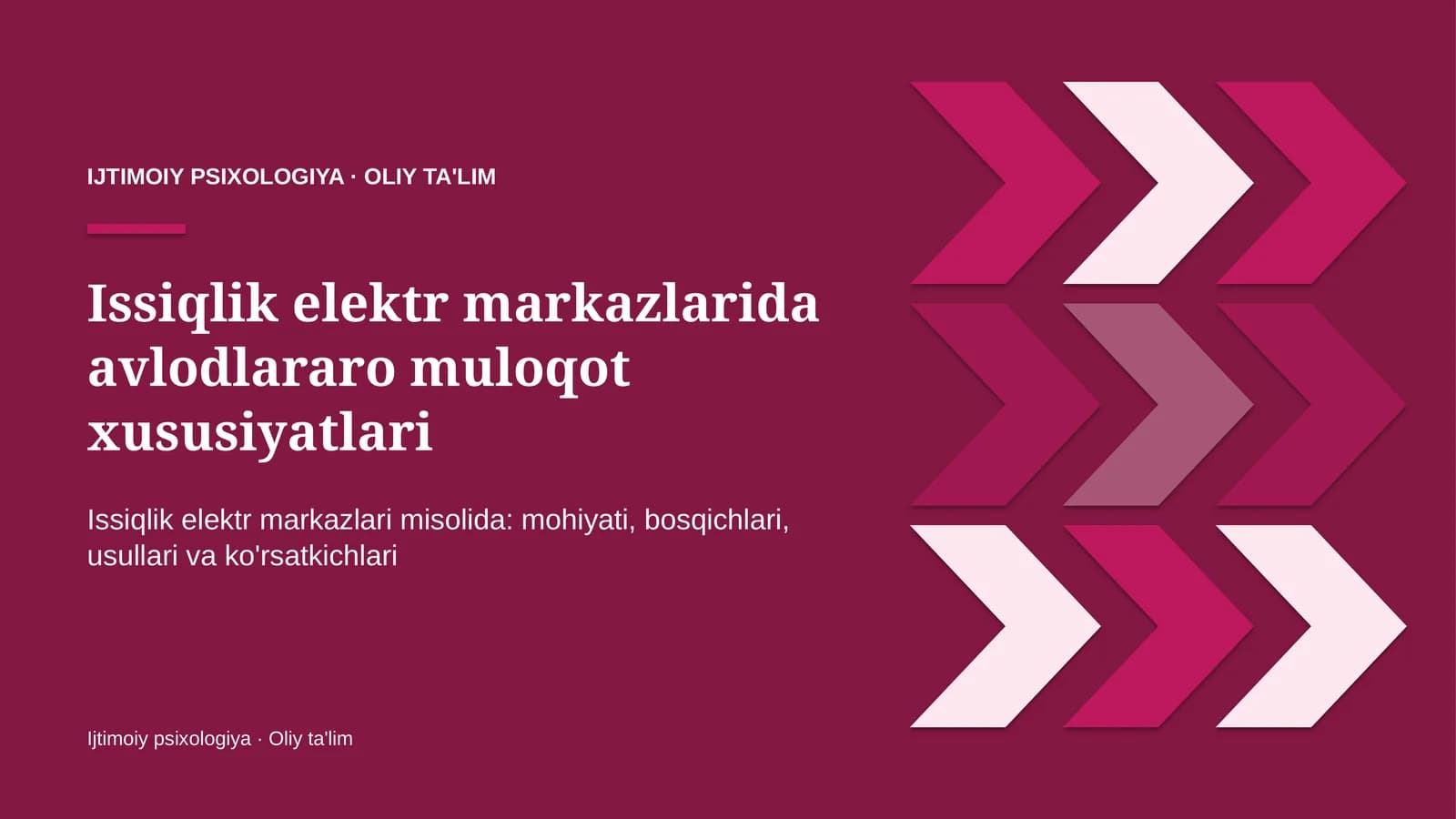 Issiqlik elektr markazlarida avlodlararo muloqot xususiyatlari