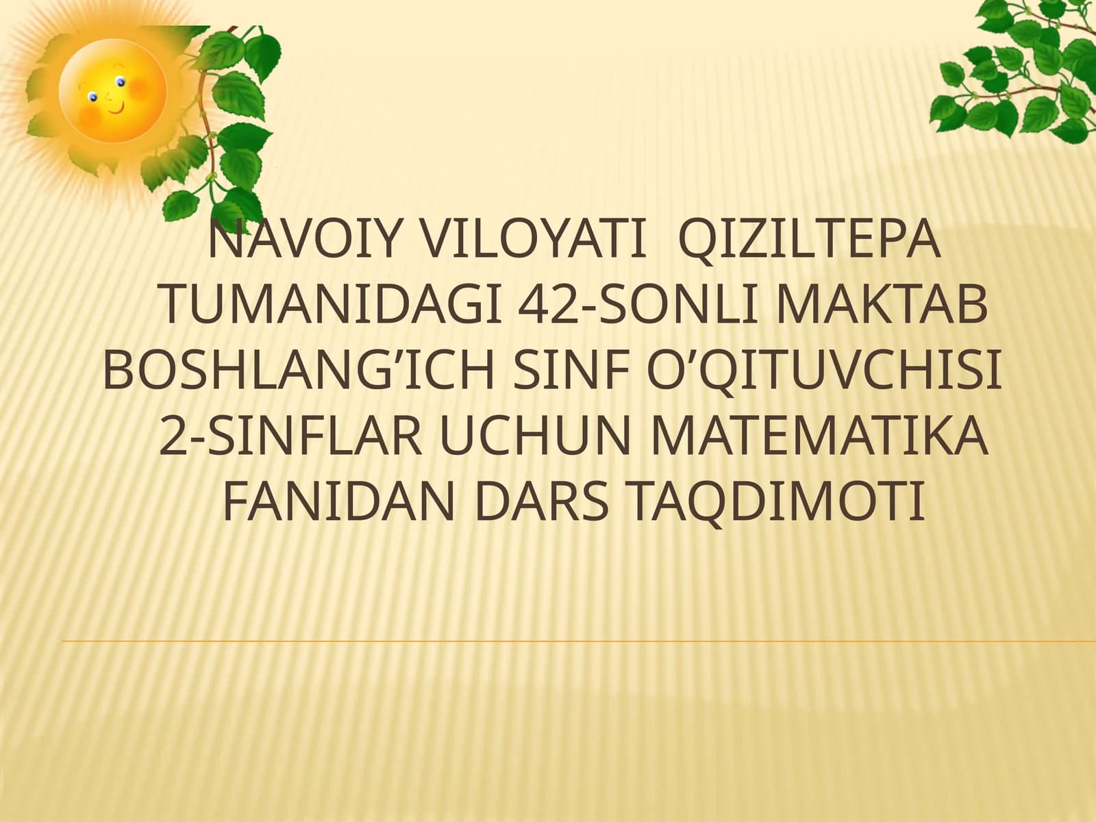 Matematika fanidan dars taqdimoti