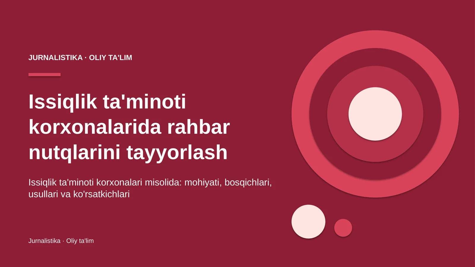 Issiqlik ta'minoti korxonalarida rahbar nutqlarini tayyorlash