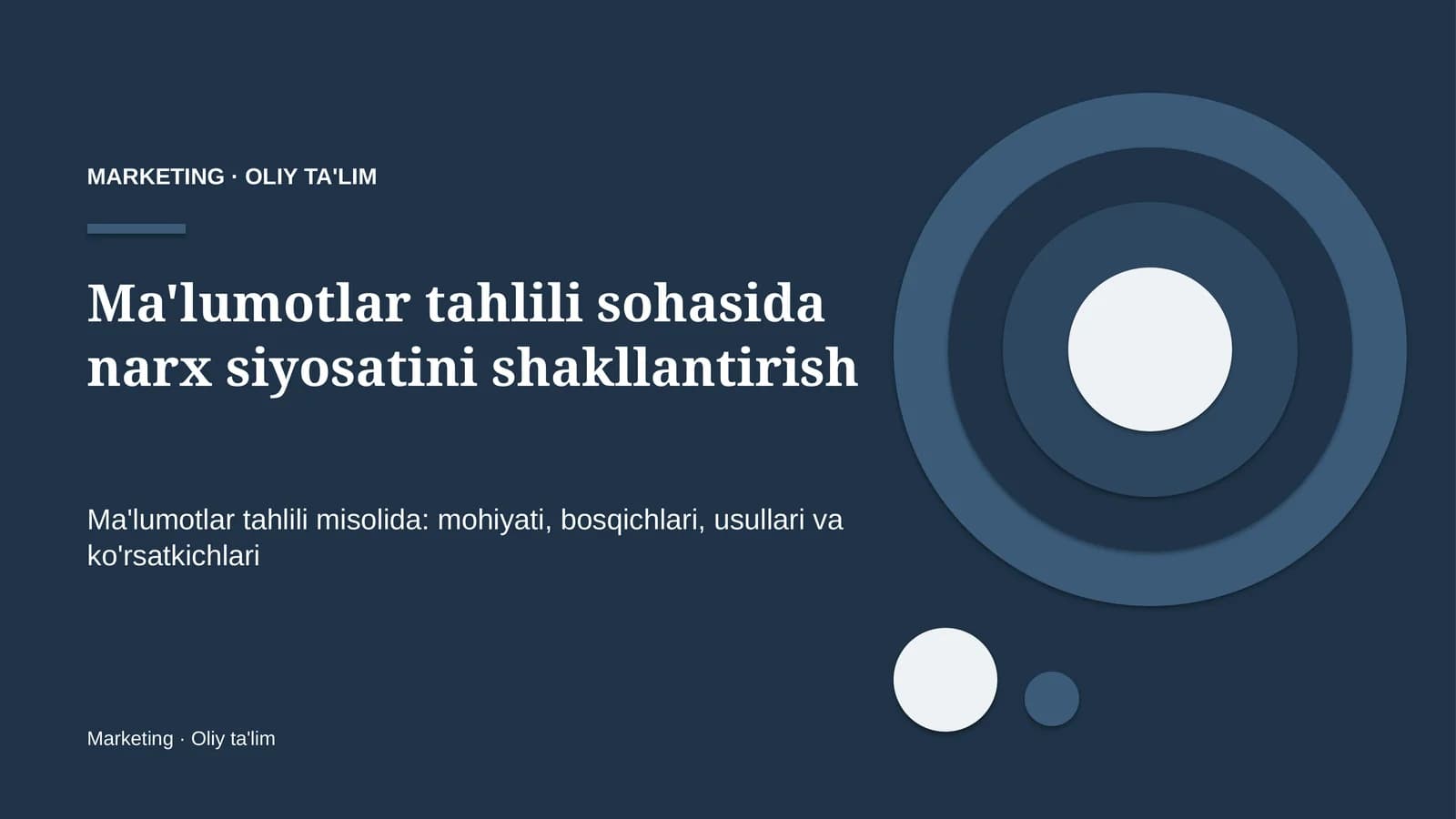 Ma'lumotlar tahlili sohasida narx siyosatini shakllantirish