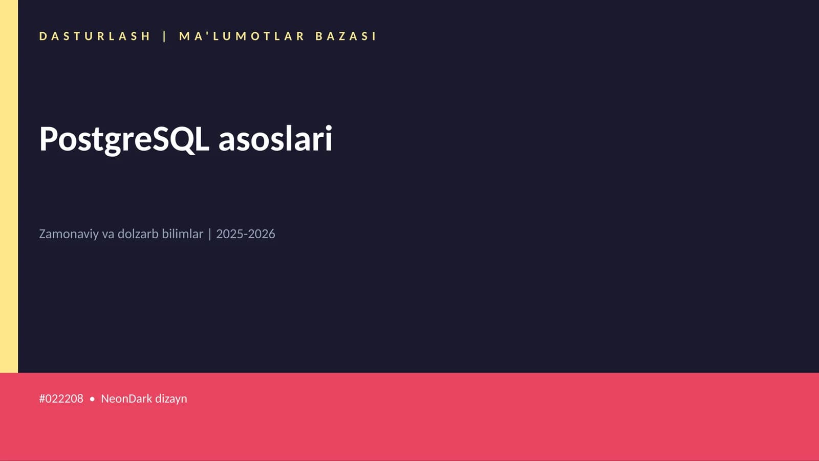 PostgreSQL asoslari