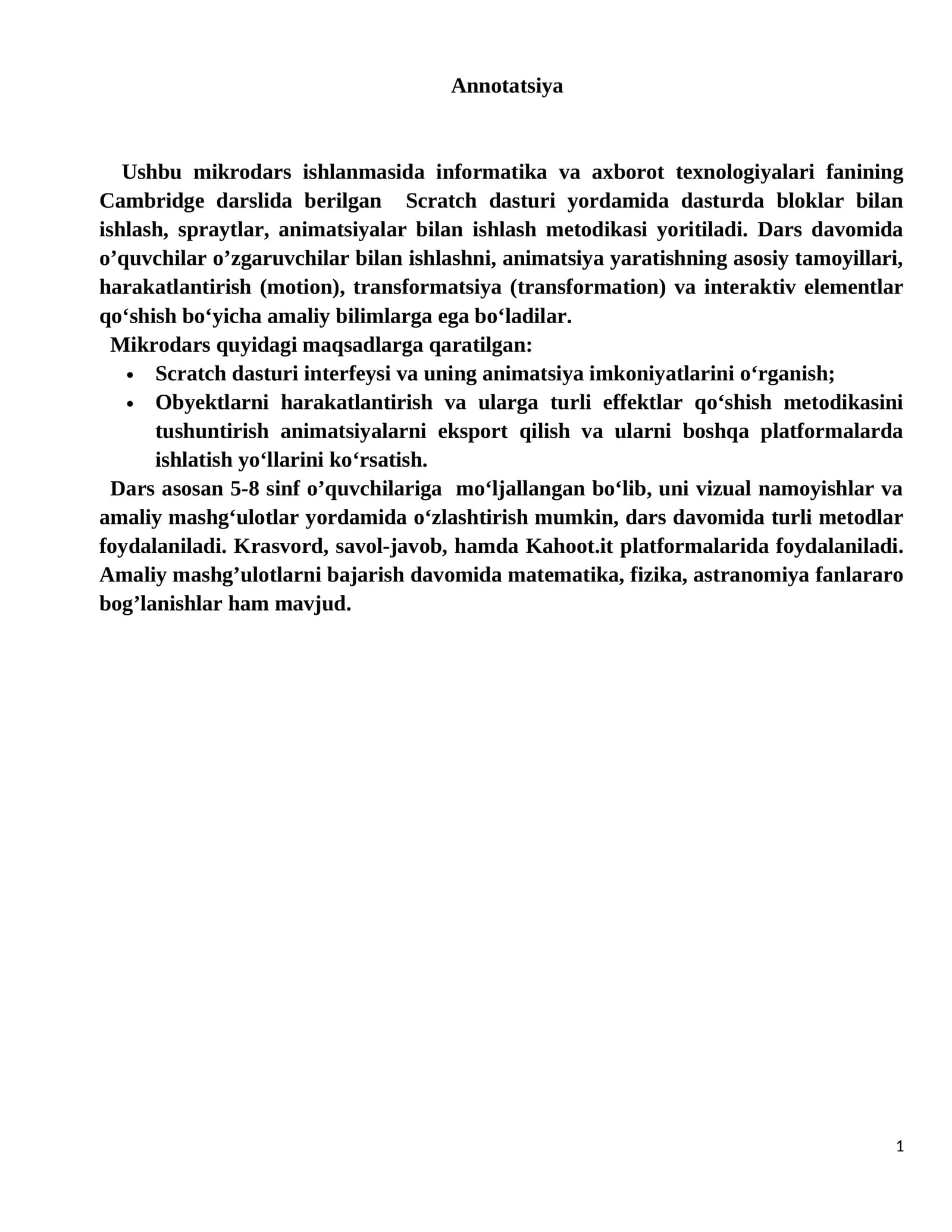 Mikrodars ishlanmasi