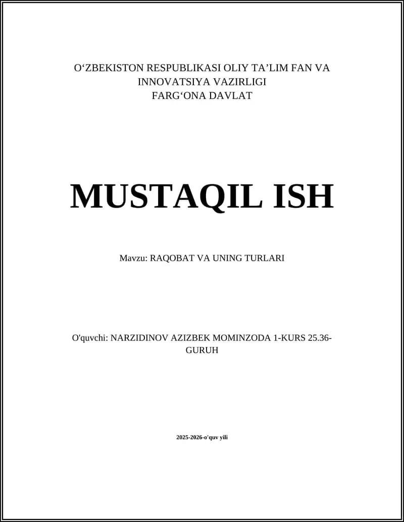 RAQOBAT VA UNING TURLARI