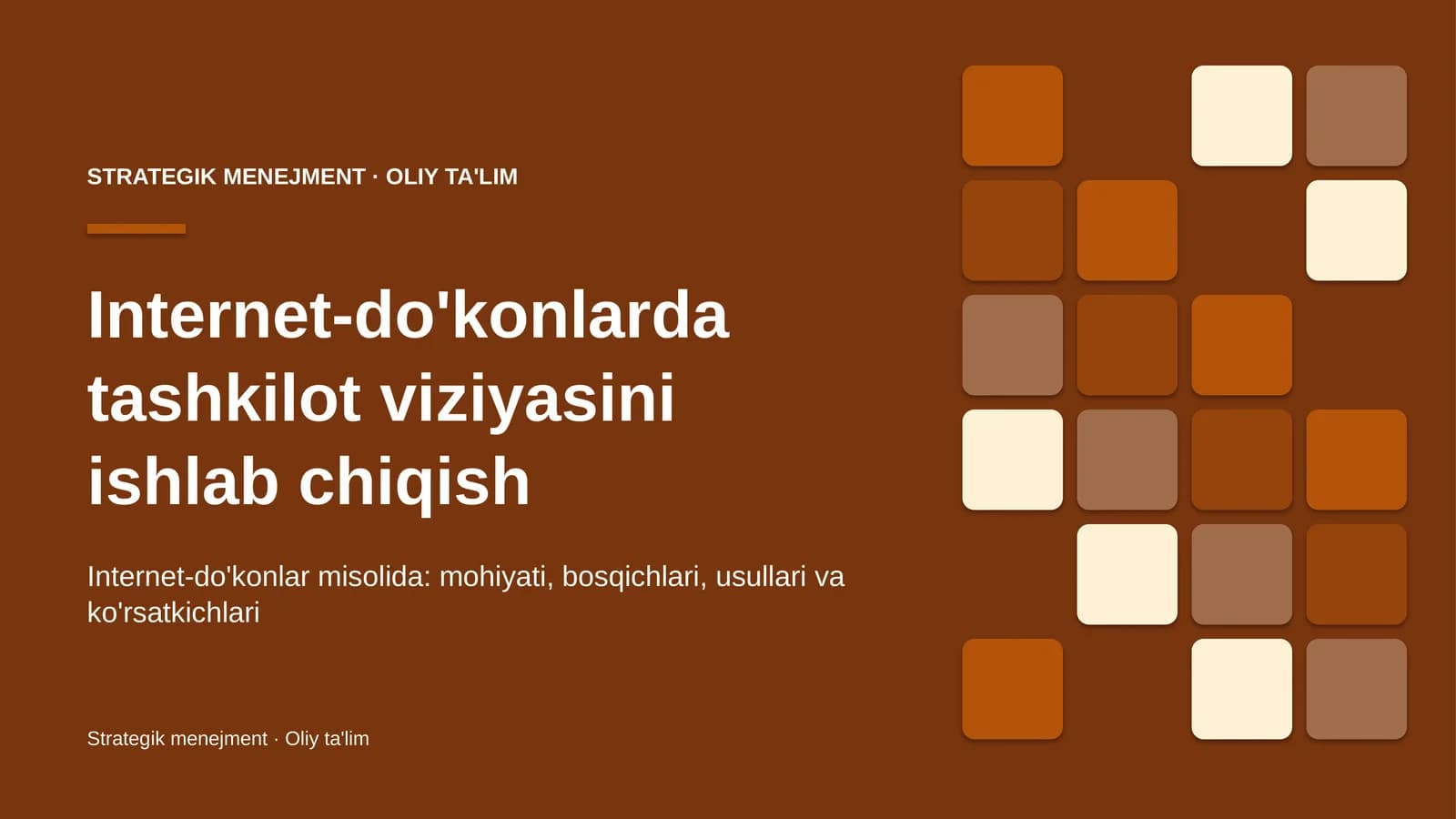 Internet-do'konlarda tashkilot viziyasini ishlab chiqish