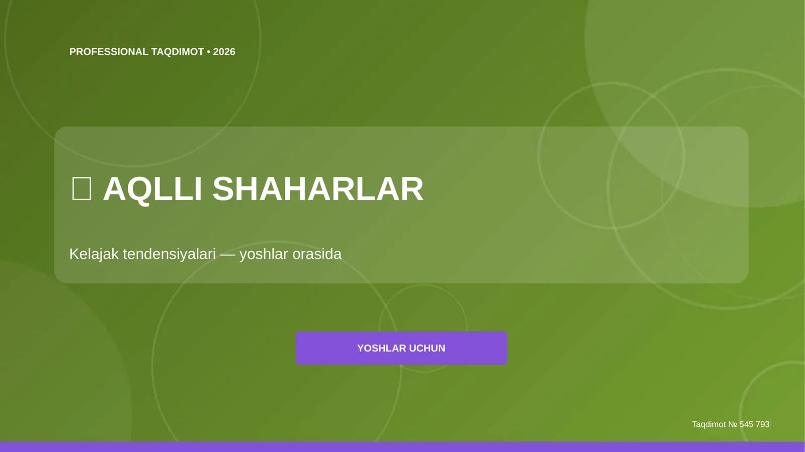 Aqlli shaharlar: kelajak tendensiyalari (yoshlar orasida)
