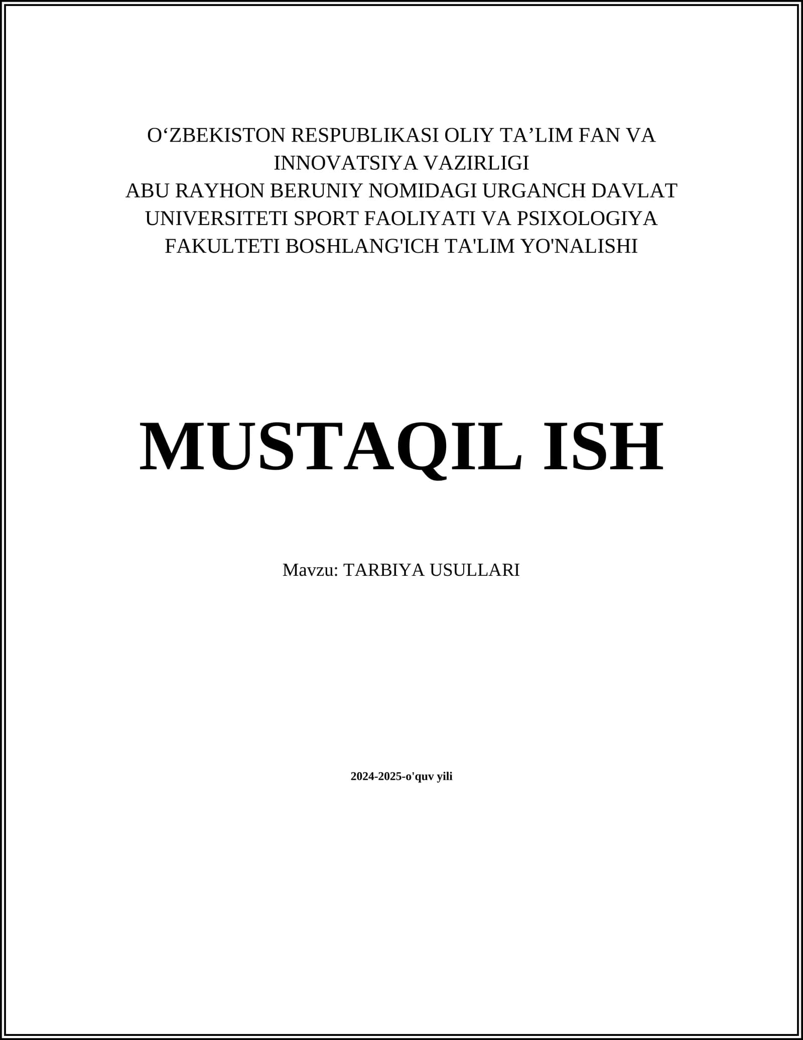 TARBIYA USULLARI