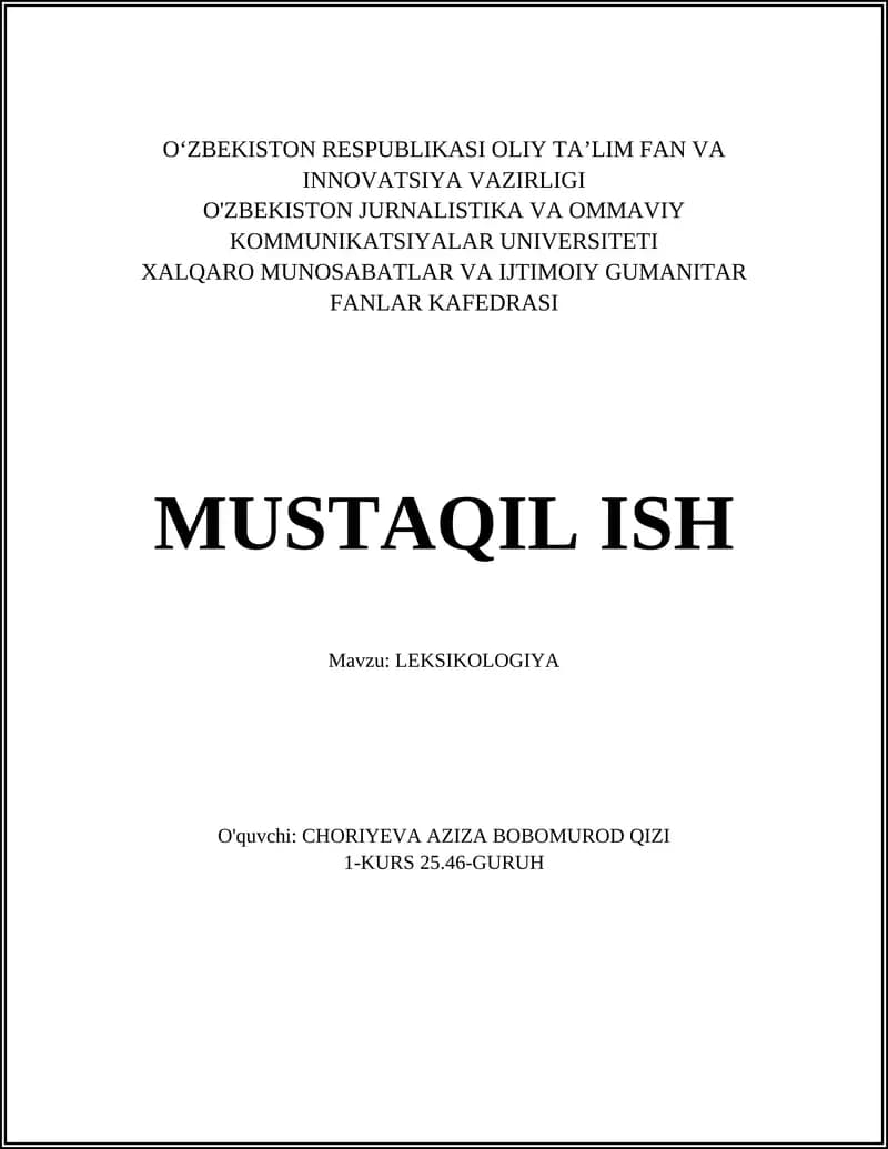 LEKSIKOLOGIYA