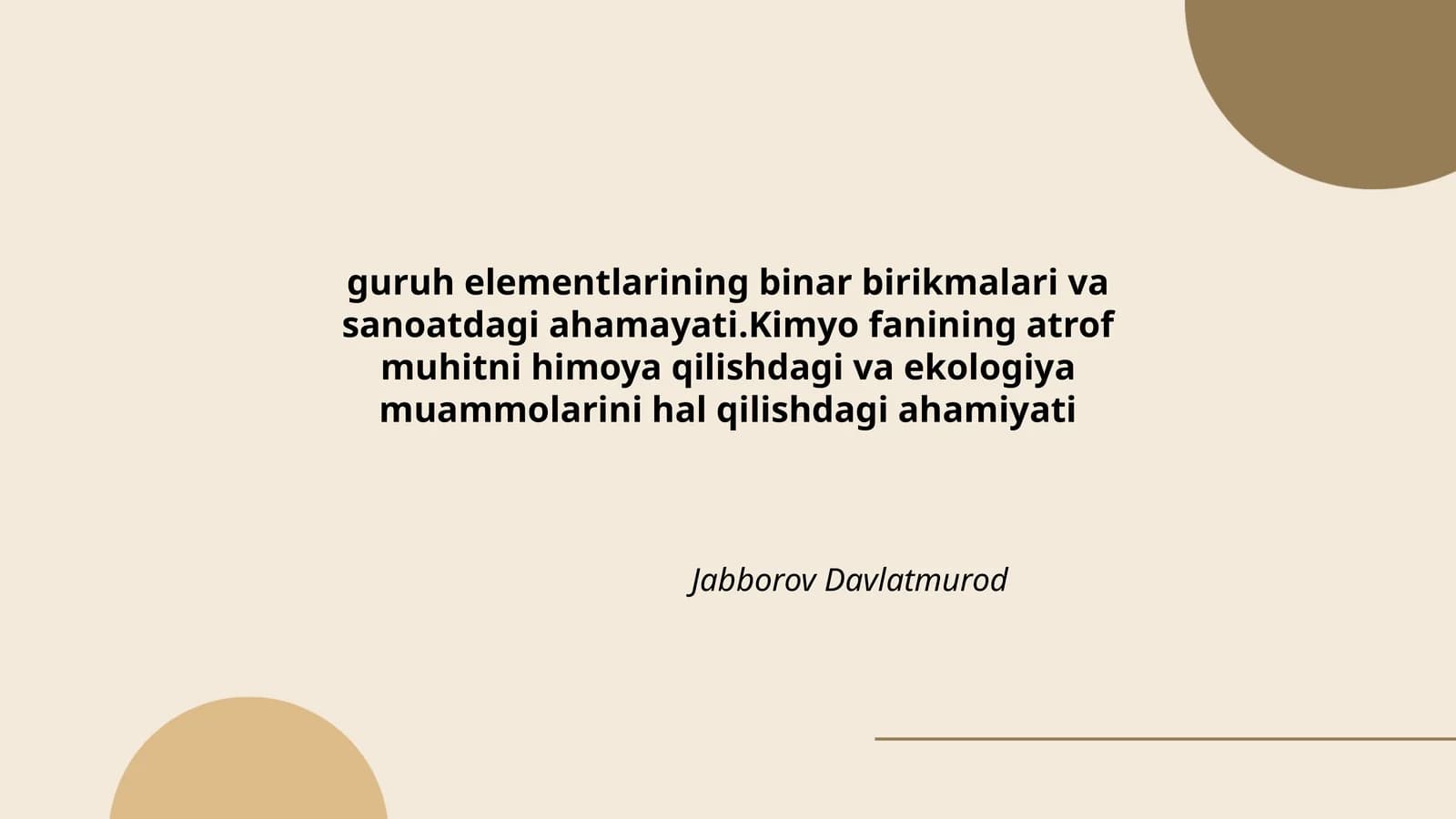 guruh elementlarining binar birikmalari va sanoatdagi ahamayati