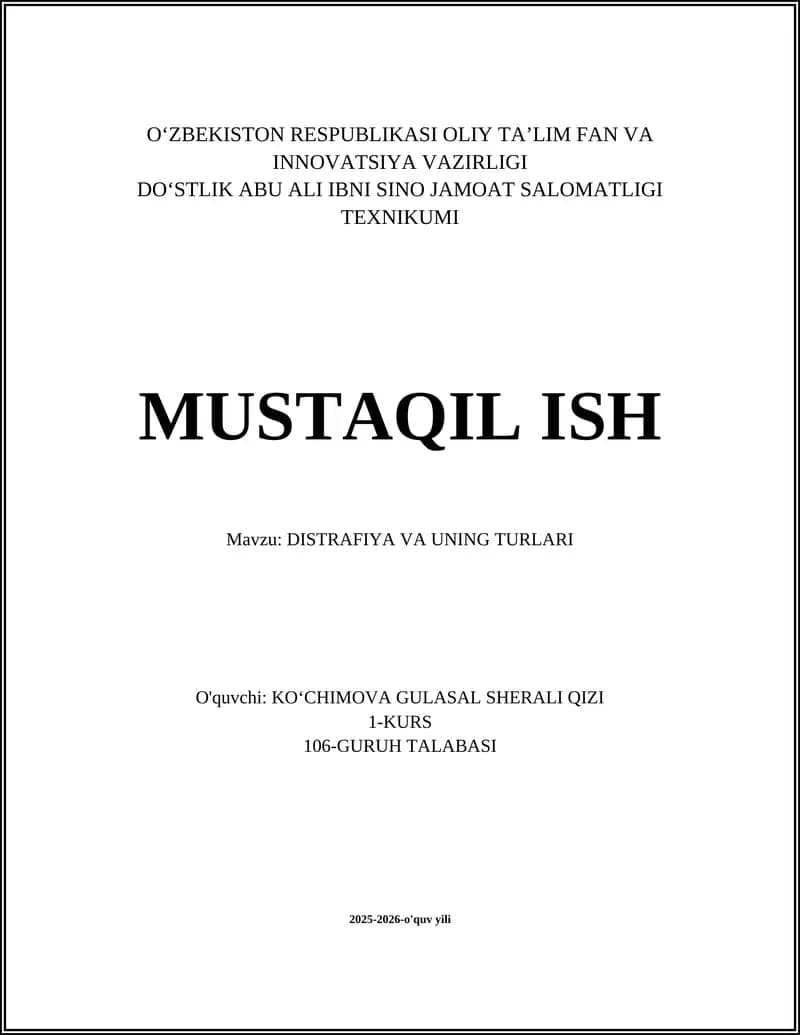 DISTRAFIYA VA UNING TURLARI