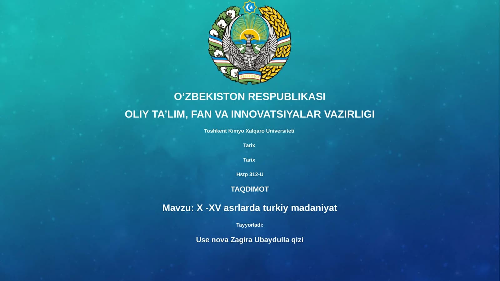 X -XV asrlarda turkiy madaniyat