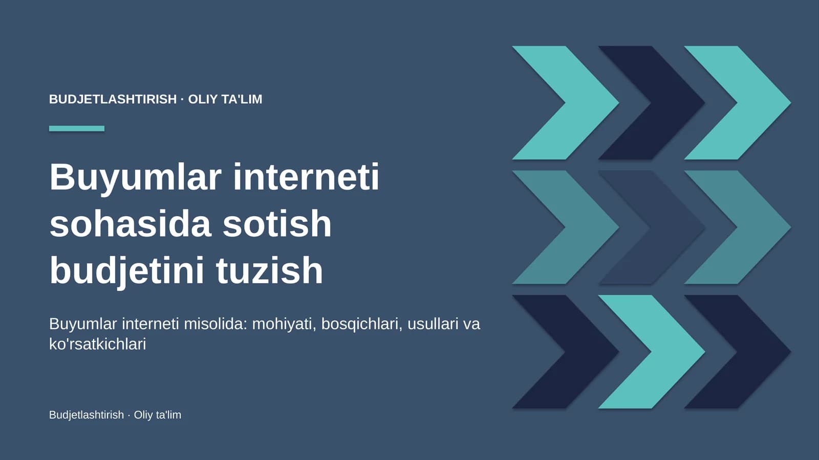 Buyumlar interneti sohasida sotish budjetini tuzish