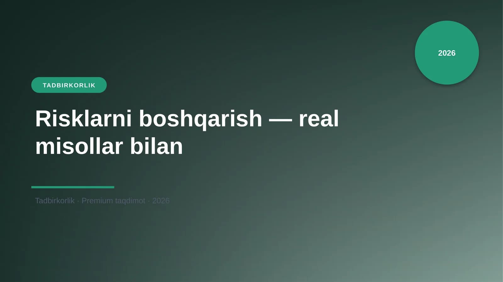 Risklarni boshqarish — real misollar bilan