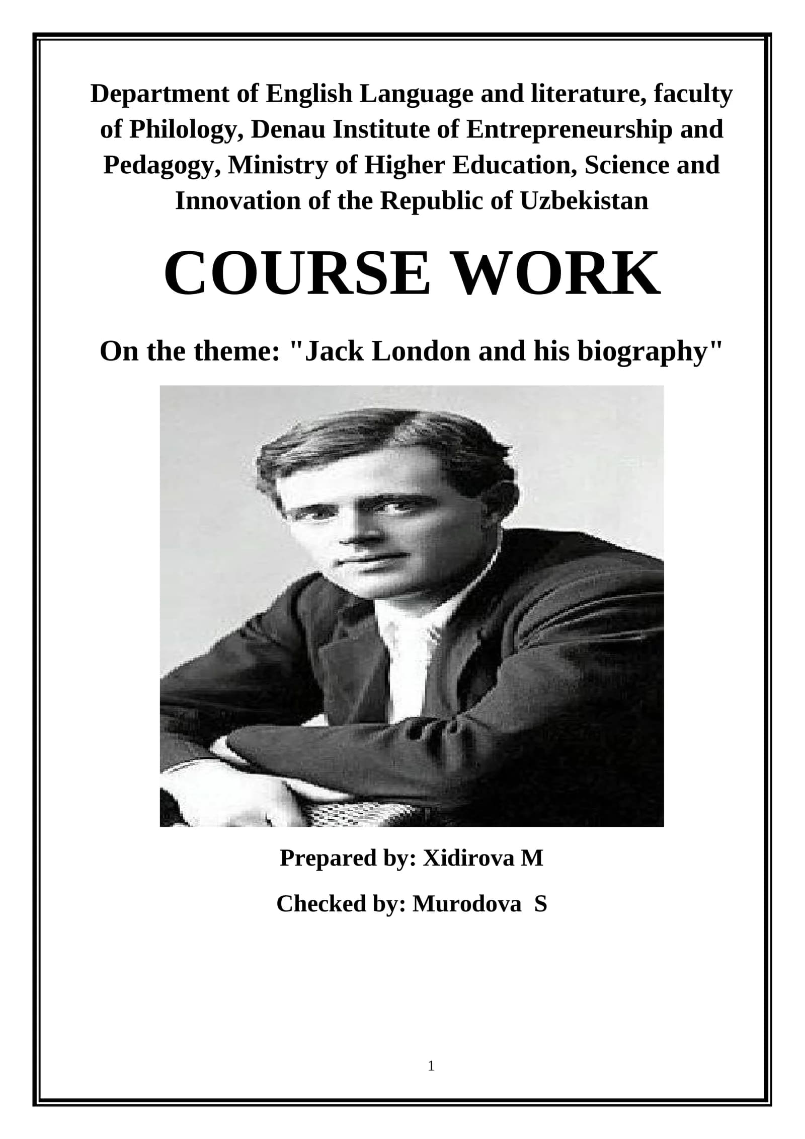 Course Work on "Jack London and his biography"