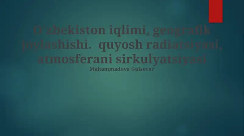 O'zbekistonning iqlimi
