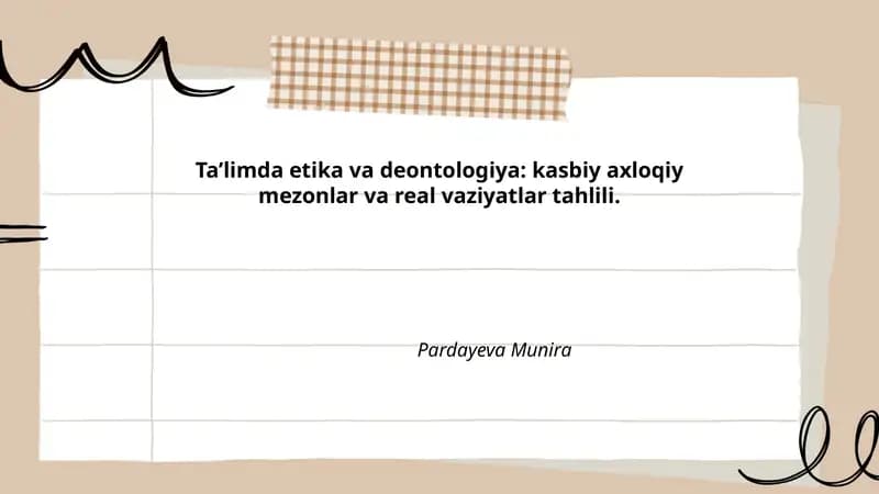 Ta’limda etika va deontologiya