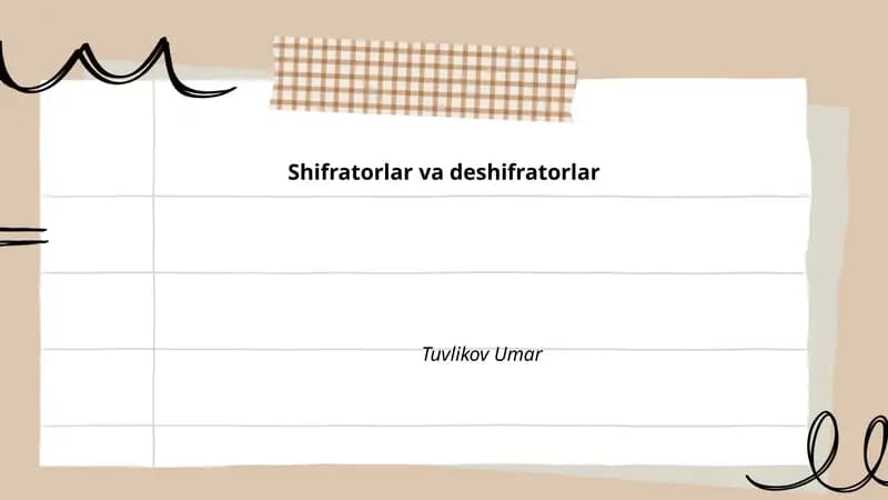 Shifratorlar va deshifratorlar