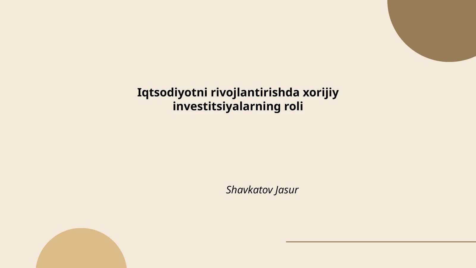 Xorijiy investitsiyalarni jalb qilishning iqtsodiy ahamiyati