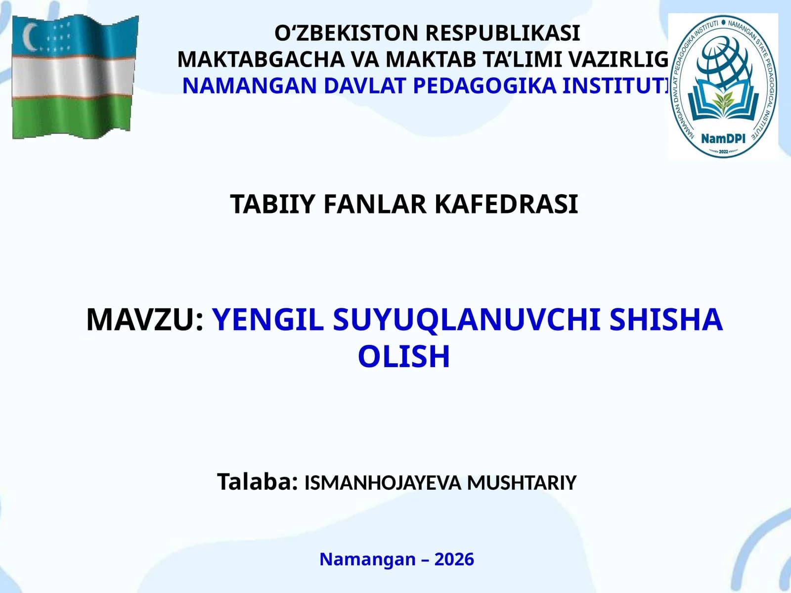 Yengil suyuqlanuvchi shisha olish