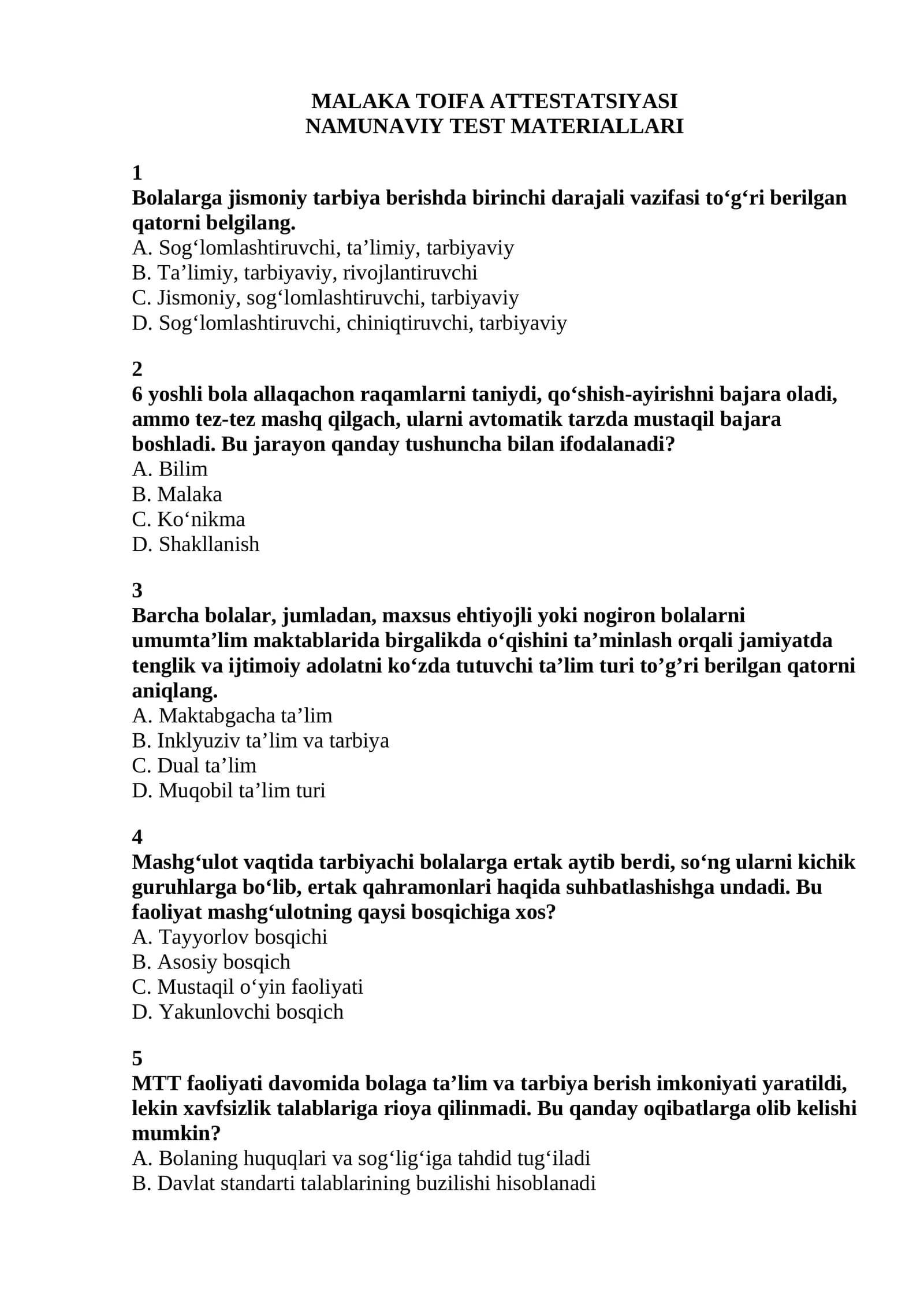 Bahorgi Tarbiyachi testi