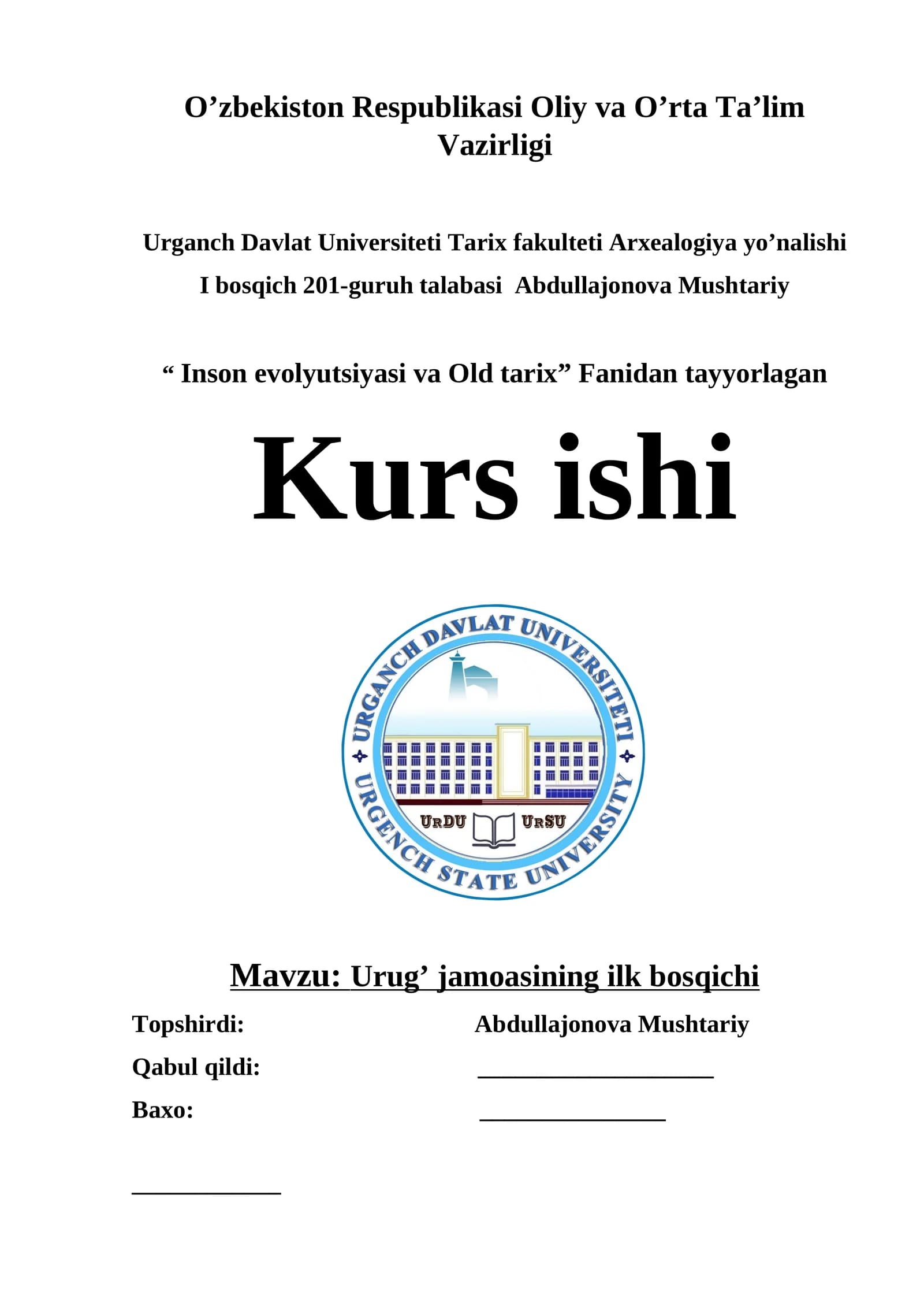 Inson evolyutsiyasi va Old tarix