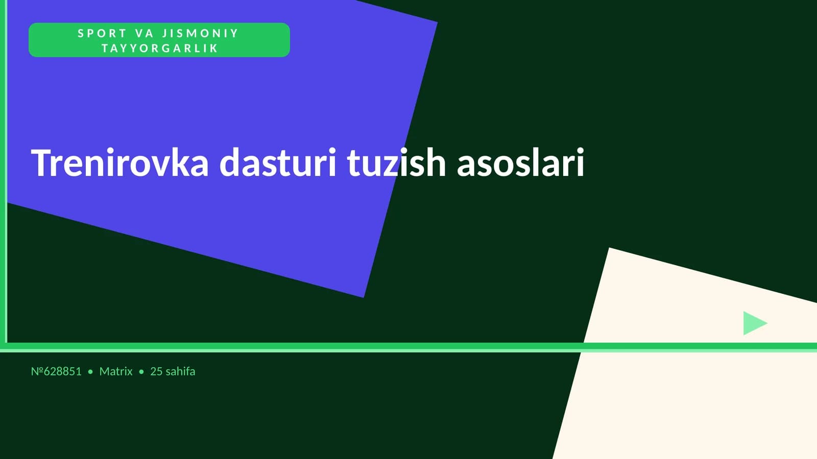 Trenirovka dasturi tuzish asoslari
