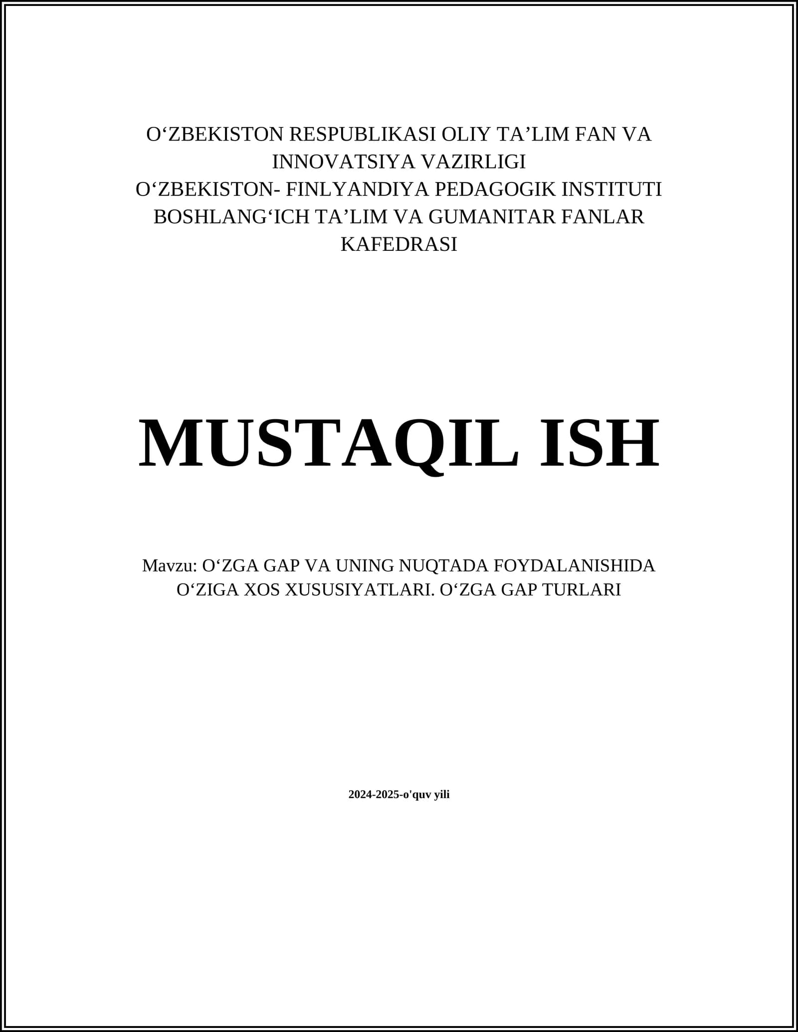 Oʻzga gap va uning mohiyati
