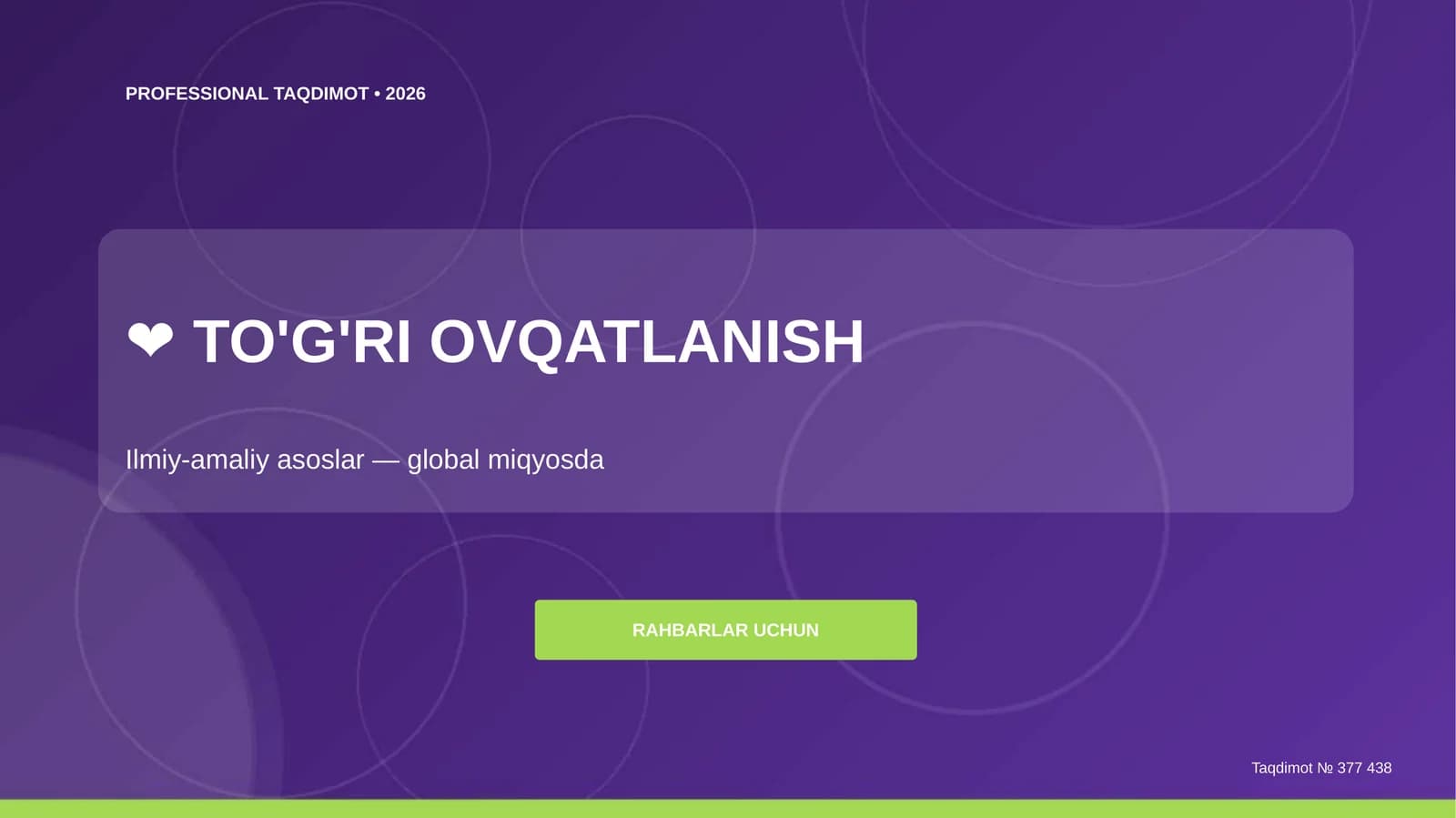 TO'G'RI OVQATLANISH