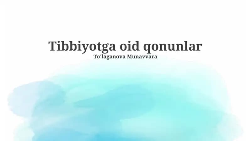 Tibbiyotga oid qonunlar