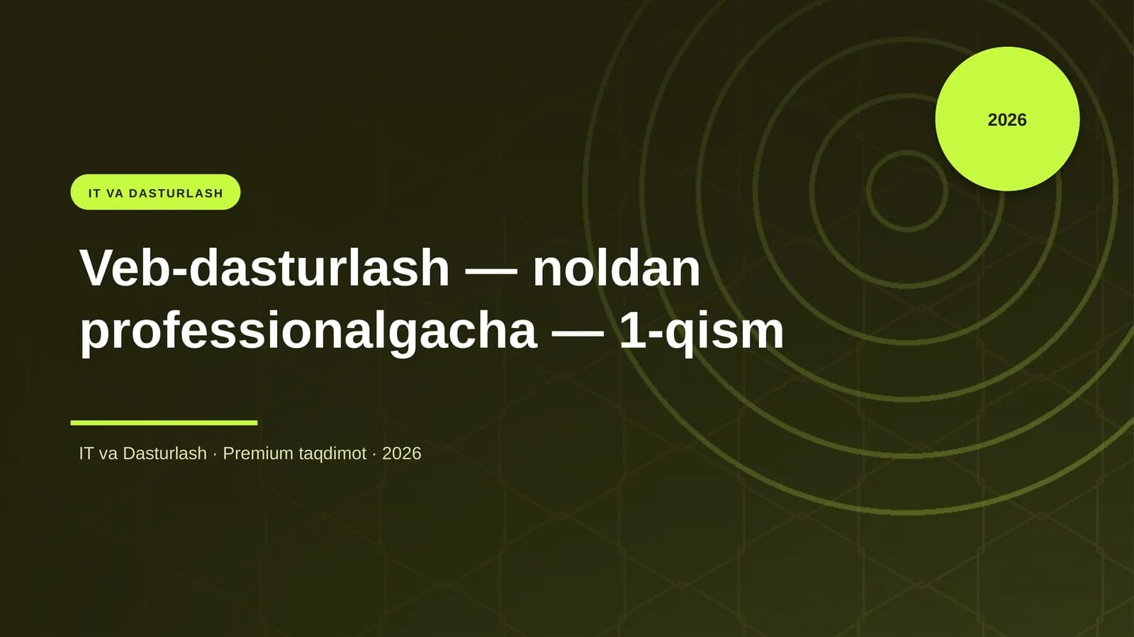 Veb-dasturlash — noldan professionalgacha — 1-qism