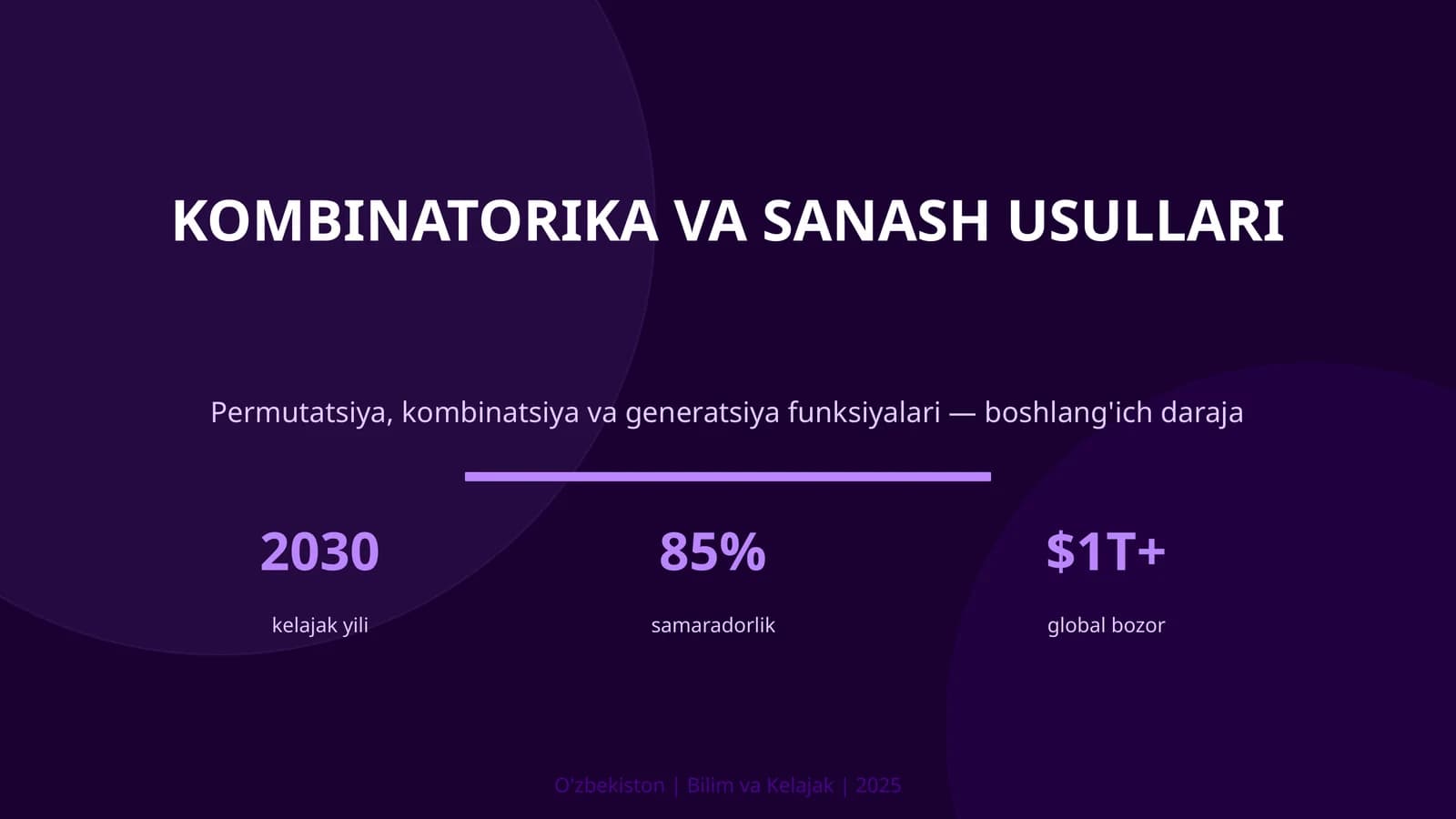 KOMBINATORIKA VA SANASH USULLARI