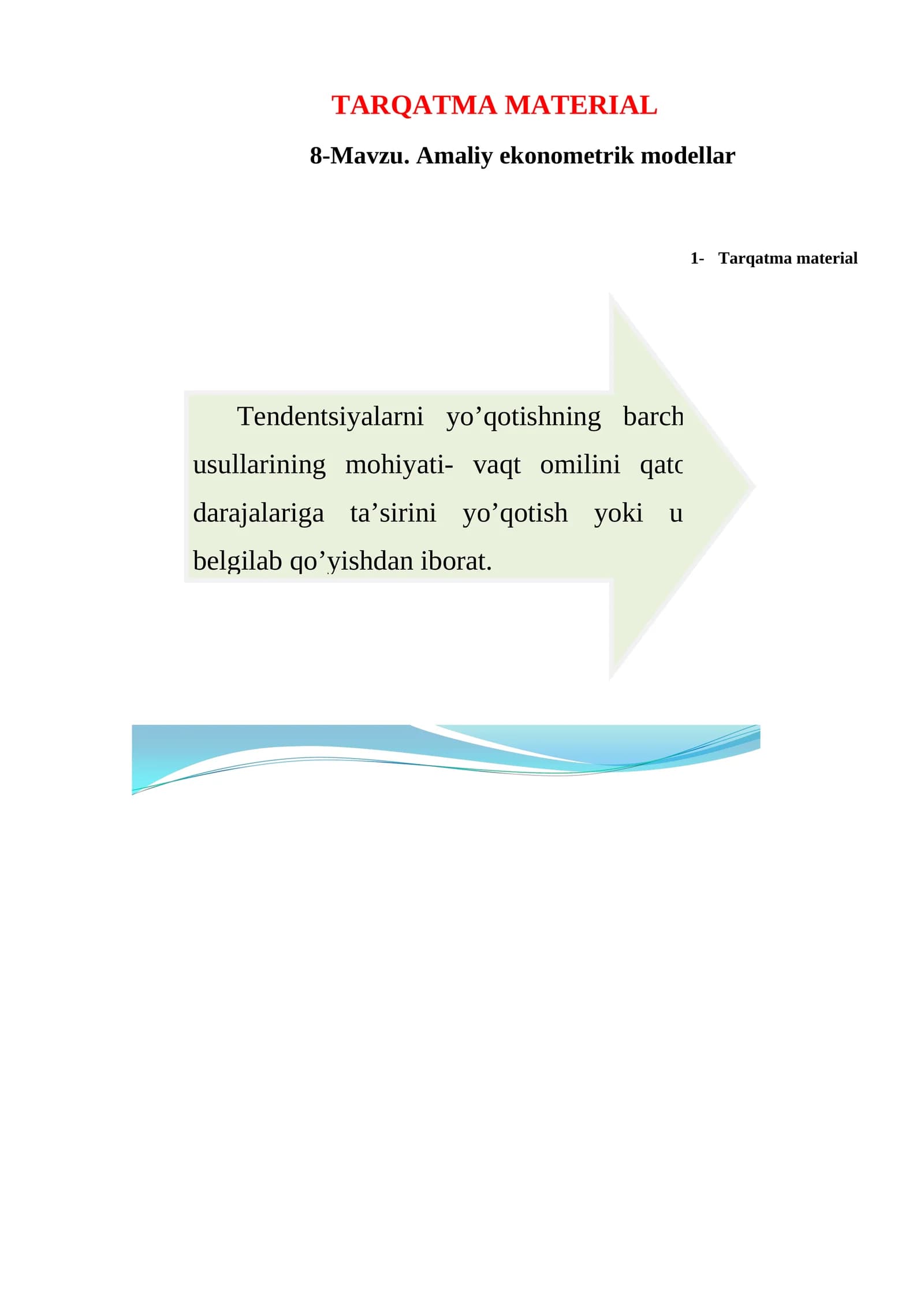 Amaliy ekonometrik modellar