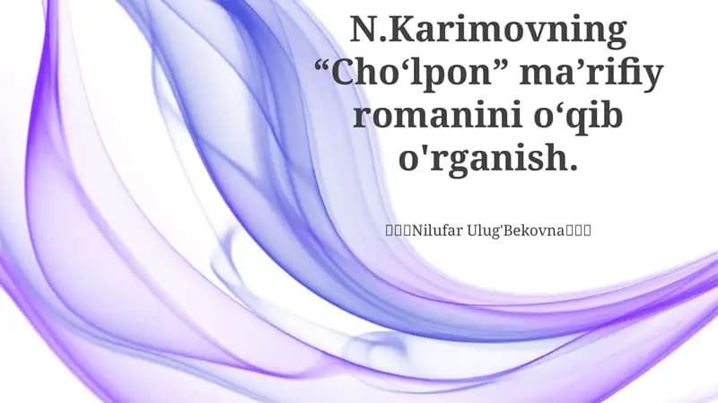 Cho‘lpon Ma’rifiy romani