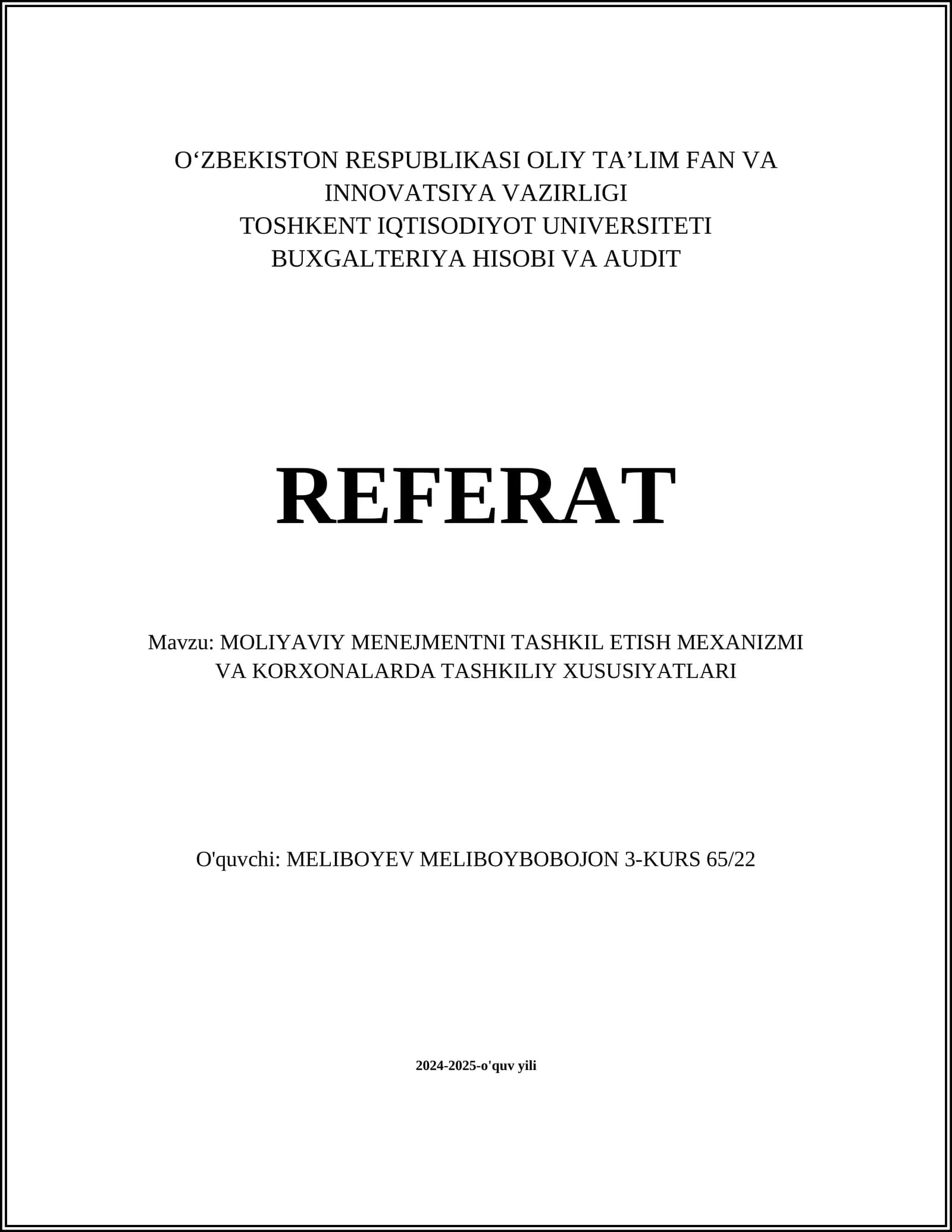Moliyaviy Menejment