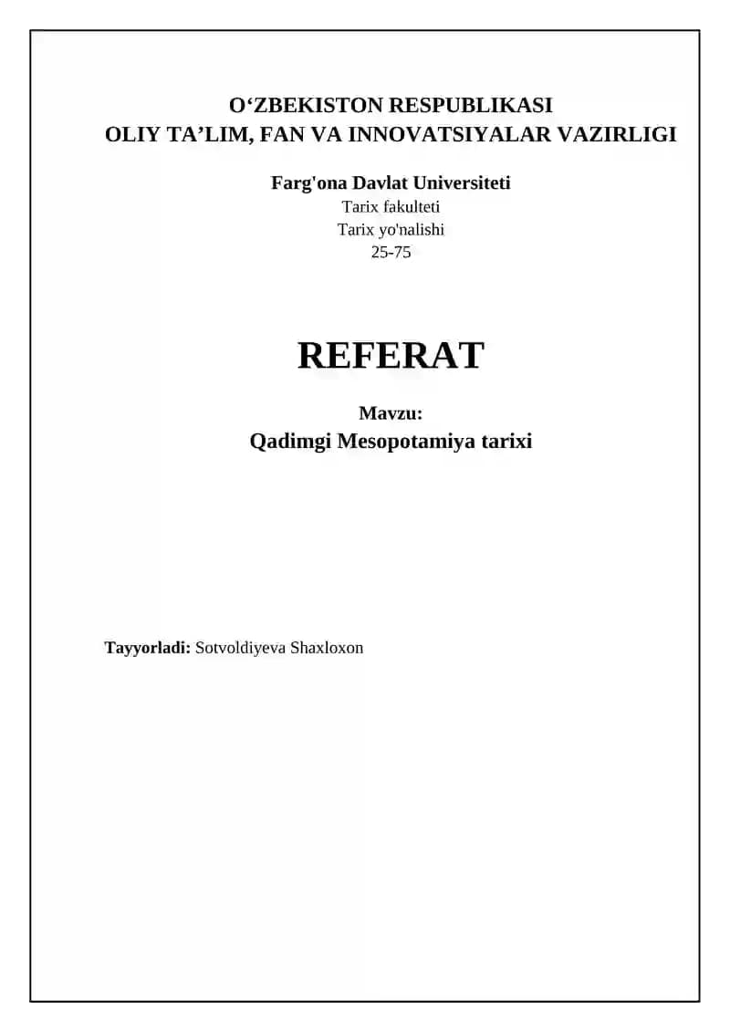 Qadimgi Mesopotamiya tarixi