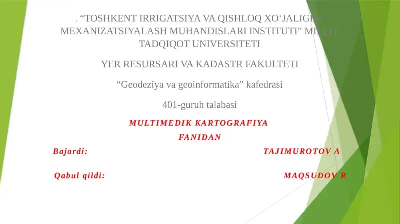 MULTIMEDIK KARTOGRAFIYA FANIDAN