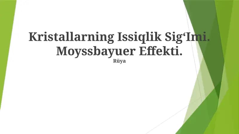 Kristallarning Issiqlik SigʻImi