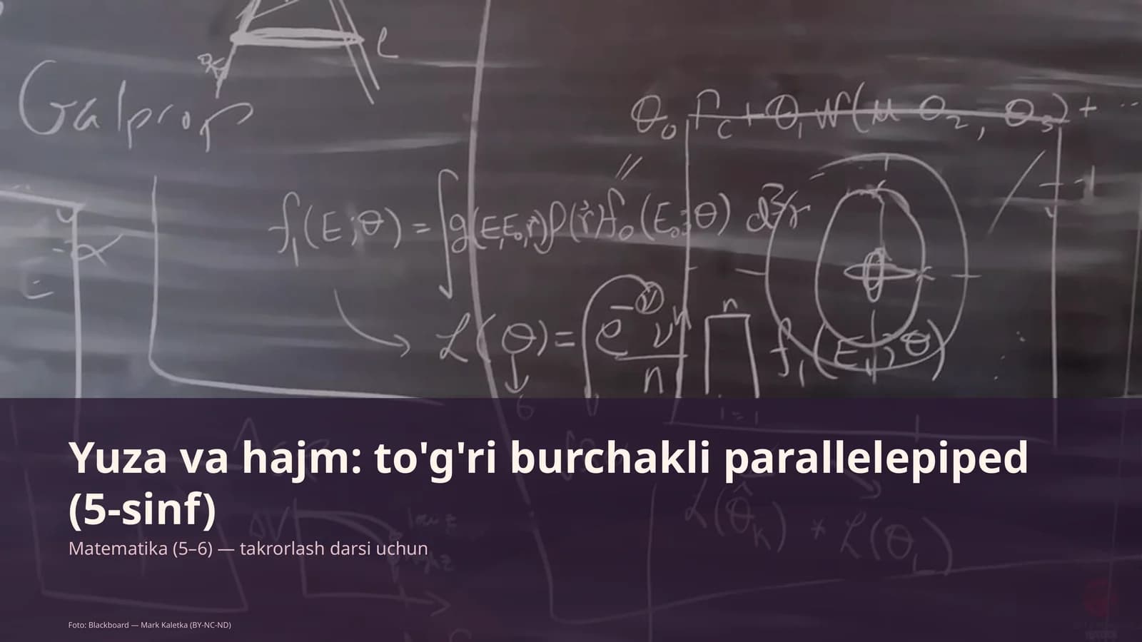 Yuza va hajm: to'g'ri burchakli parallelepiped (5-sinf)
