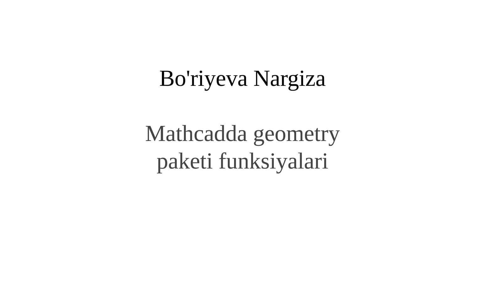 Mathcadda geometry paketi funktsiyalari